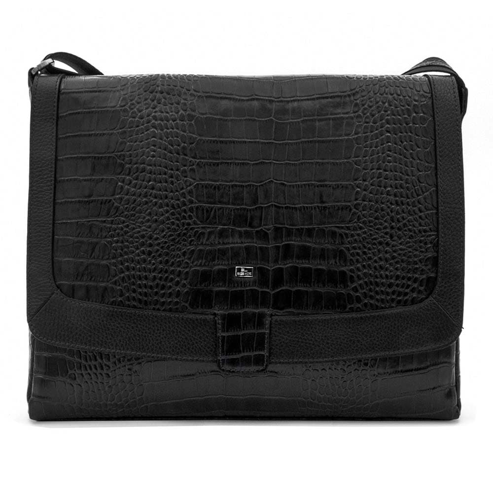 Мъжка бизнес чанта ENZO NORI естествена кожа фина напа с капак черна