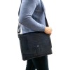 Мъжка бизнес чанта от естествена фина напа кожа ENZO NORI модел ANDY цвят тъмно син кроко лак