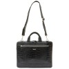 Луксозна мъжка бизнес чанта от естествена фина напа кожа ENZO NORI модел VITO цвят черен кроко лак