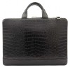 Луксозна мъжка бизнес чанта от естествена фина напа кожа ENZO NORI модел VITO цвят черен кроко лак