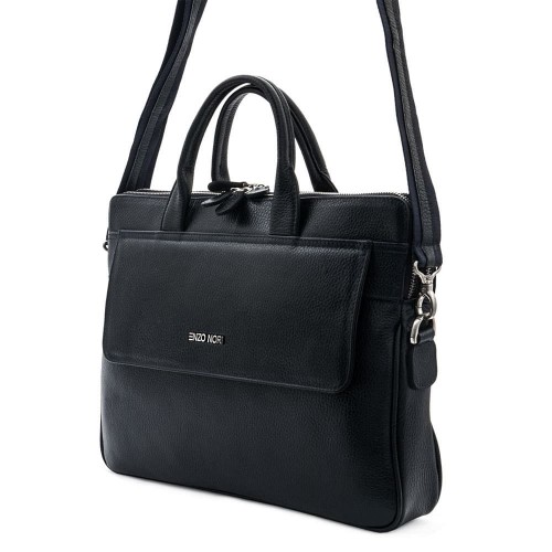 Дамска бизнес чанта ENZO NORI модел SUZY естествена кожа черен