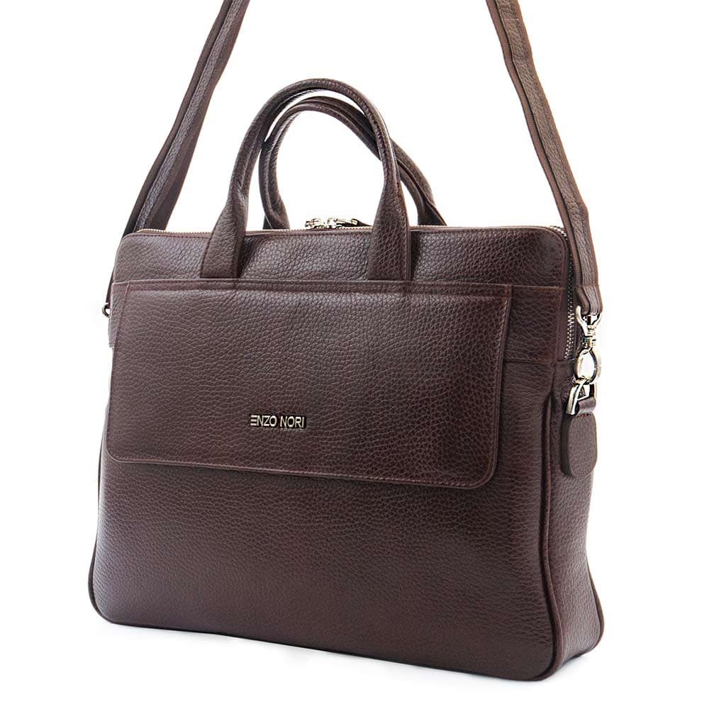 Дамска бизнес чанта ENZO NORI модел SUZY естествена кожа бордо 
