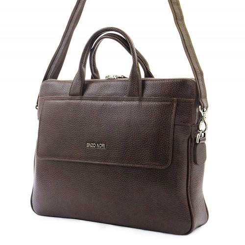 Дамска бизнес чанта ENZO NORI модел SUZY естествена кожа кафяв