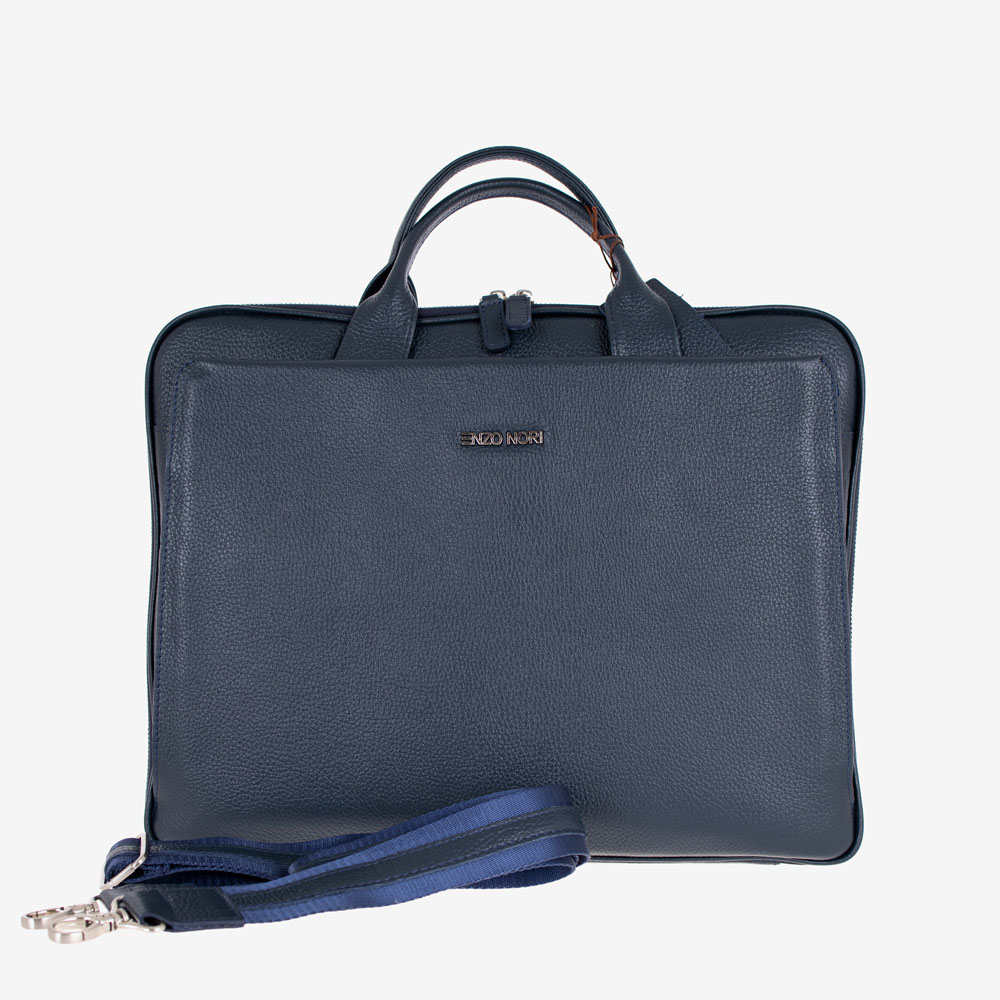 Бизнес чанта ENZO NORI модел DANTE естествена кожа тъмно син