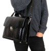 Луксозна мъжка бизнес чанта с механизъм за заключване ЕNZO NORI изработена от 100% естествена кожа модел PRIME цвят черен кроко лак
