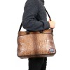 Луксозна мъжка бизнес чанта от естествена кожа ENZO NORI модел KAPA цвят светло кафяв кроко лак 
