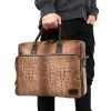 Луксозна мъжка бизнес чанта от естествена кожа ENZO NORI модел KAPA цвят светло кафяв кроко лак 