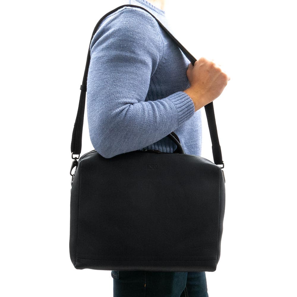 Мъжка бизнес чанта от естествена фина напа кожа ENZO NORI модел GAUDI цвят черен