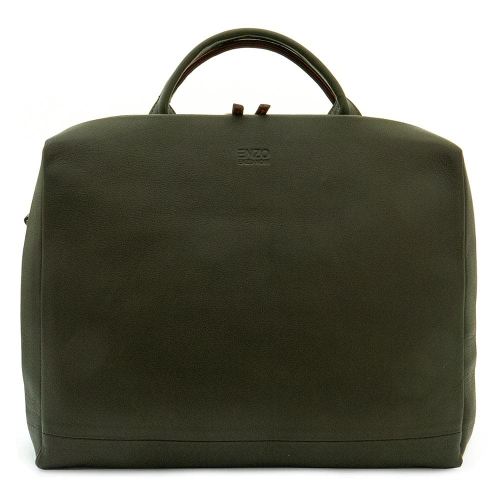 Стилна мъжка бизнес чанта от естествена фина напа кожа ENZO NORI модел GAUDI цвят зелен