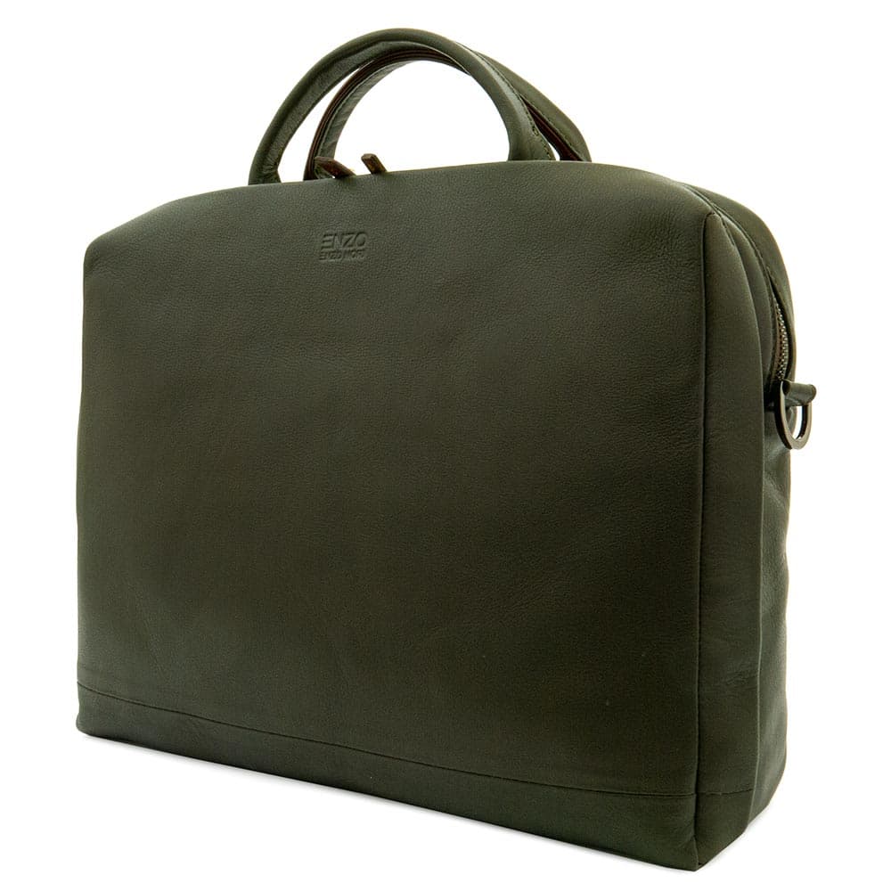 Стилна мъжка бизнес чанта от естествена фина напа кожа ENZO NORI модел GAUDI цвят зелен