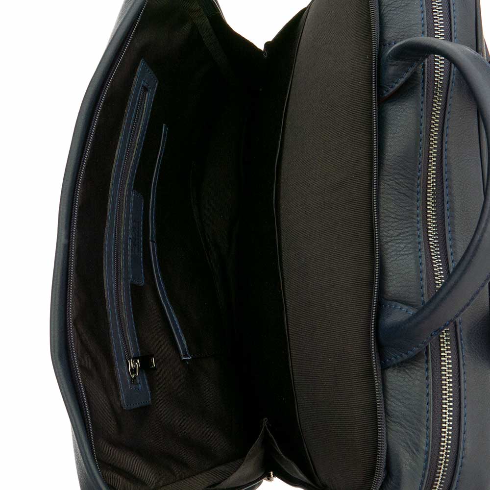 Модерна мъжка бизнес чанта от естествена фина напа кожа ENZO NORI модел GAUDI цвят син