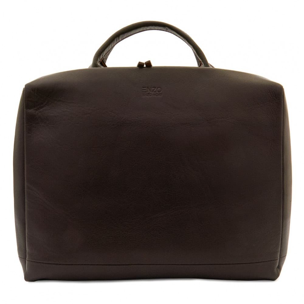 Луксозна мъжка бизнес чанта от естествена фина напа кожа ENZO NORI модел GAUDI цвят кафяв