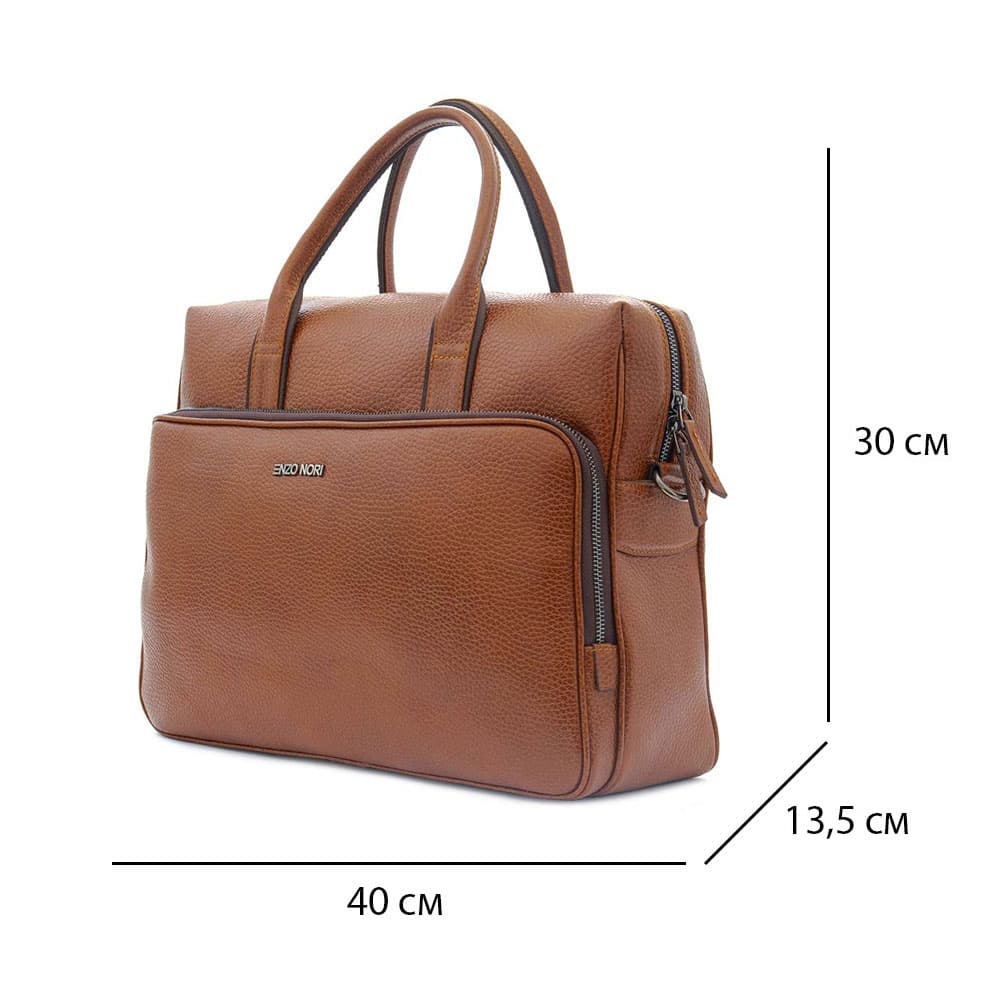 Голяма мъжка бизнес чанта с отделение за лаптоп ENZO NORI модел KAPA естествена кожа цвят светло кафяв