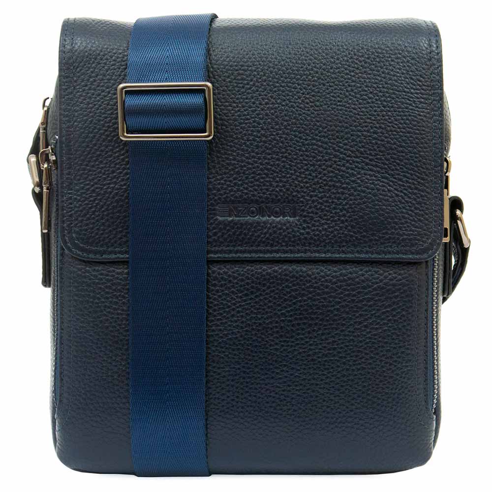 Висококачествена мъжка чанта за през рамо от естествена кожа мъжка чанта ENZO NORI модел C8686 цвят син