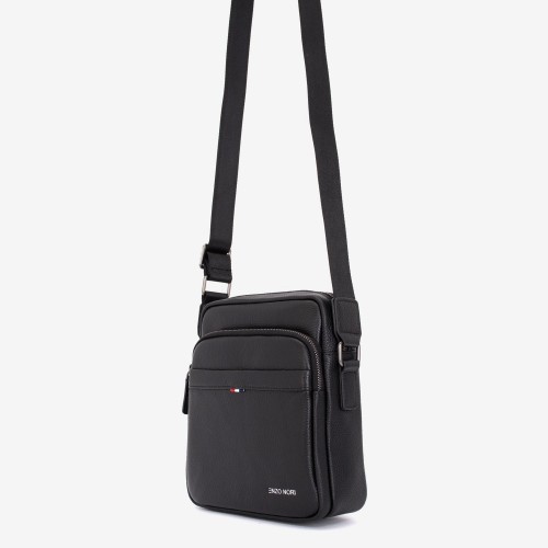 Мъжка чанта през рамо ENZO NORI модел LERO естествена кожа черен