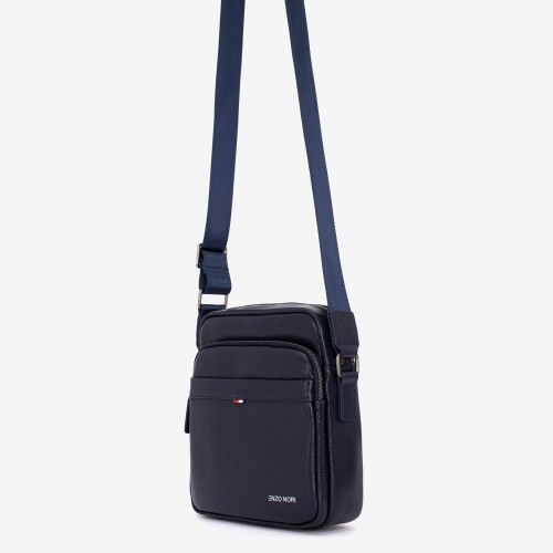 Мъжка чанта през рамо ENZO NORI модел LERO естествена кожа син