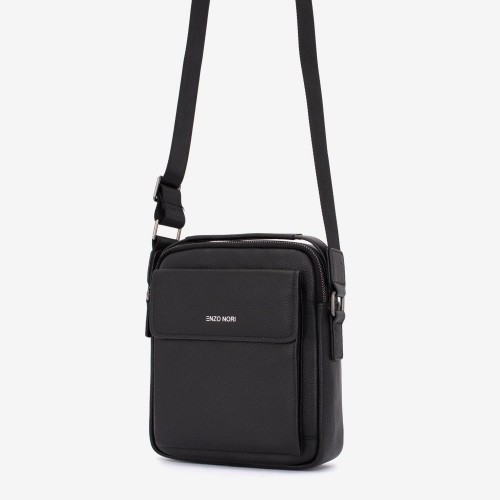 Мъжка чанта през рамо ENZO NORI модел BECK естествена кожа черен