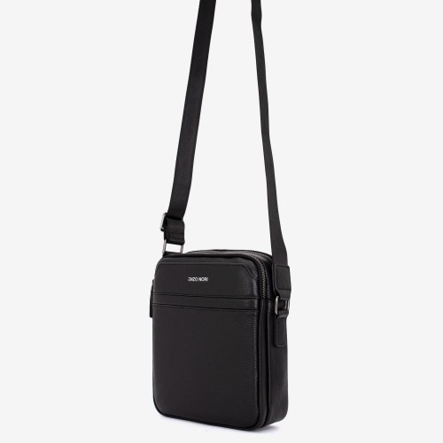 Мъжка чанта през рамо ENZO NORI модел JAMAR естествена кожа черен