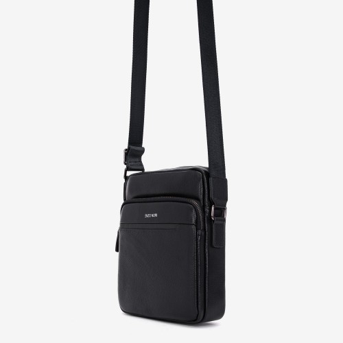 Мъжка чанта през рамо ENZO NORI модел LANCE естествена кожа черен