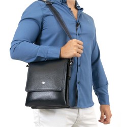 Мъжка чанта през рамо ENZO NORI модел ENNIO естествена кожа син