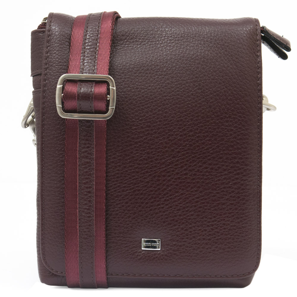 Висококачествена малка мъжка чанта за рамо от естествена кожа ENZO NORI модел COSTA цвят бордо
