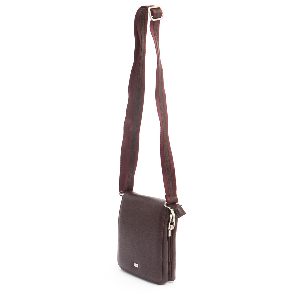 Висококачествена малка мъжка чанта за рамо от естествена кожа ENZO NORI модел COSTA цвят бордо