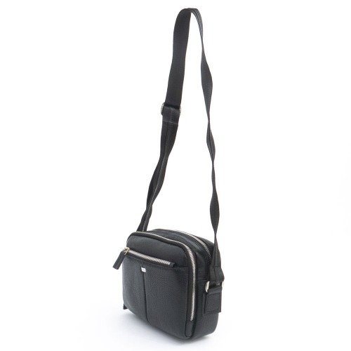Мъжка чанта през рамо ENZO NORI модел ITALO естествена кожа черен