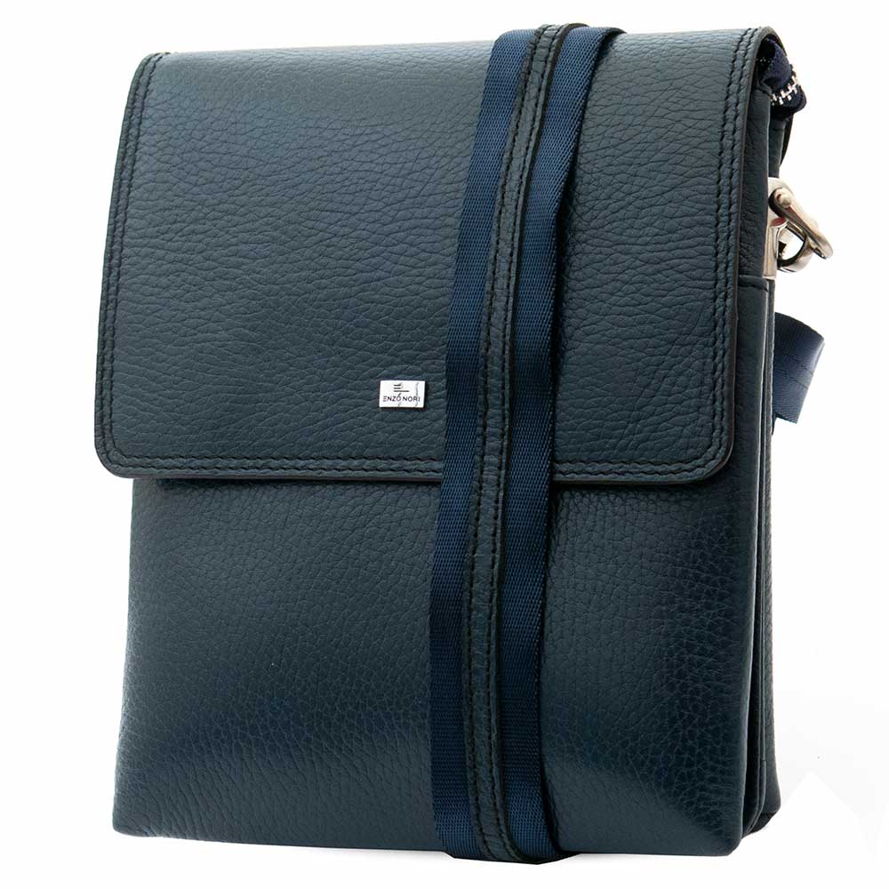 Модерна мъжка чанта от естествена кожа ENZO NORI модел PRIMO цвят тъмно син