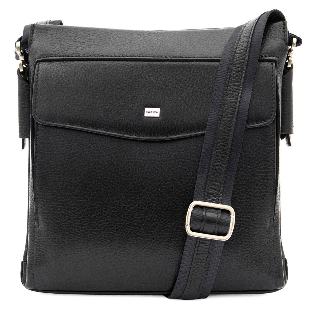 Мъжка чанта през рамо ENZO NORI модел MONTE естествена кожа черен