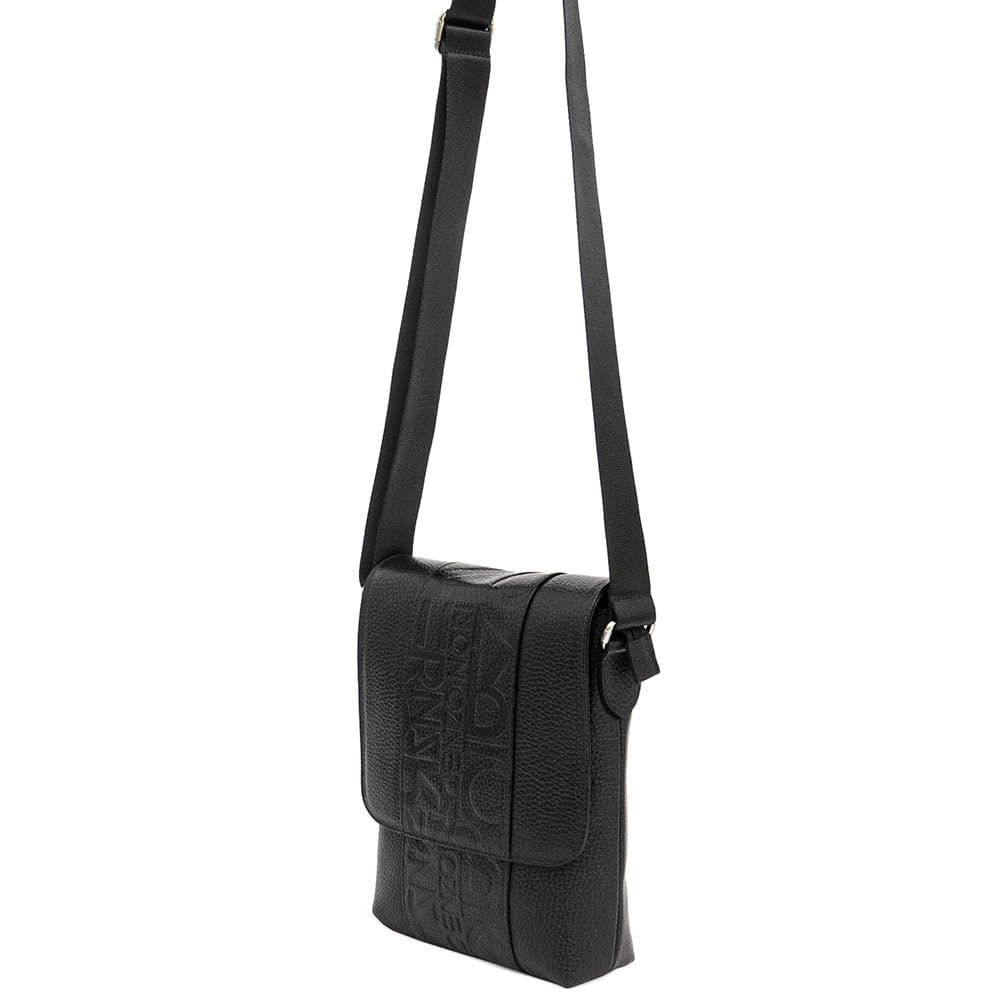 Мъжка чанта през рамо ENZO NORI естествена кожа модел ORSO черен