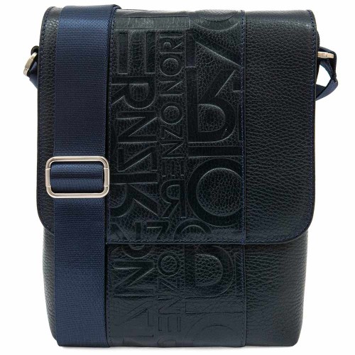 Мъжка чанта през рамо ENZO NORI модел ORSO естествена кожа син
