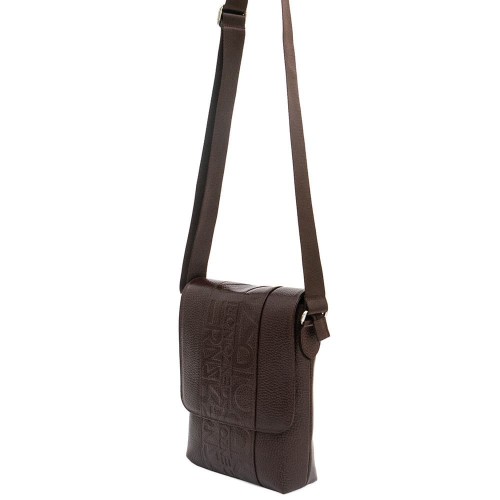 Мъжка чанта през рамо ENZO NORI модел ORSO естествена кожа тъмно кафяв