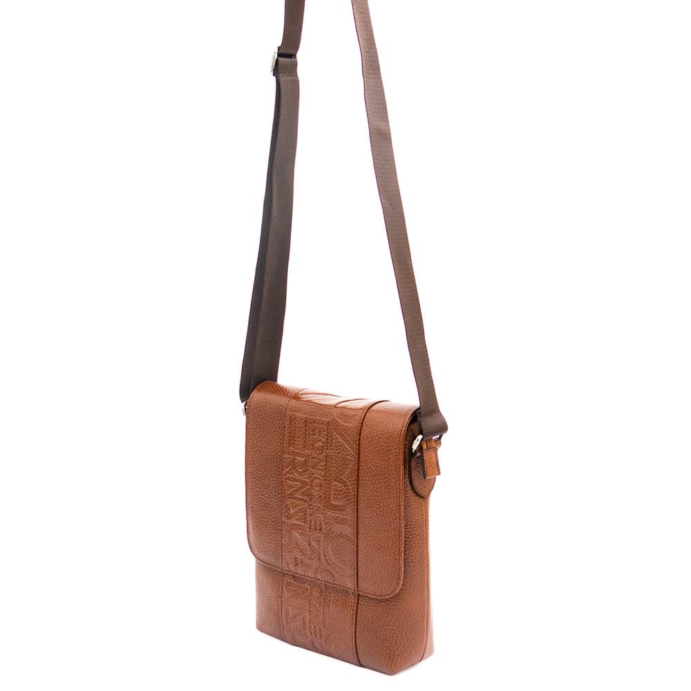 Мъжка чанта през рамо ENZO NORI модел ORSO естествена кожа светло кафяв