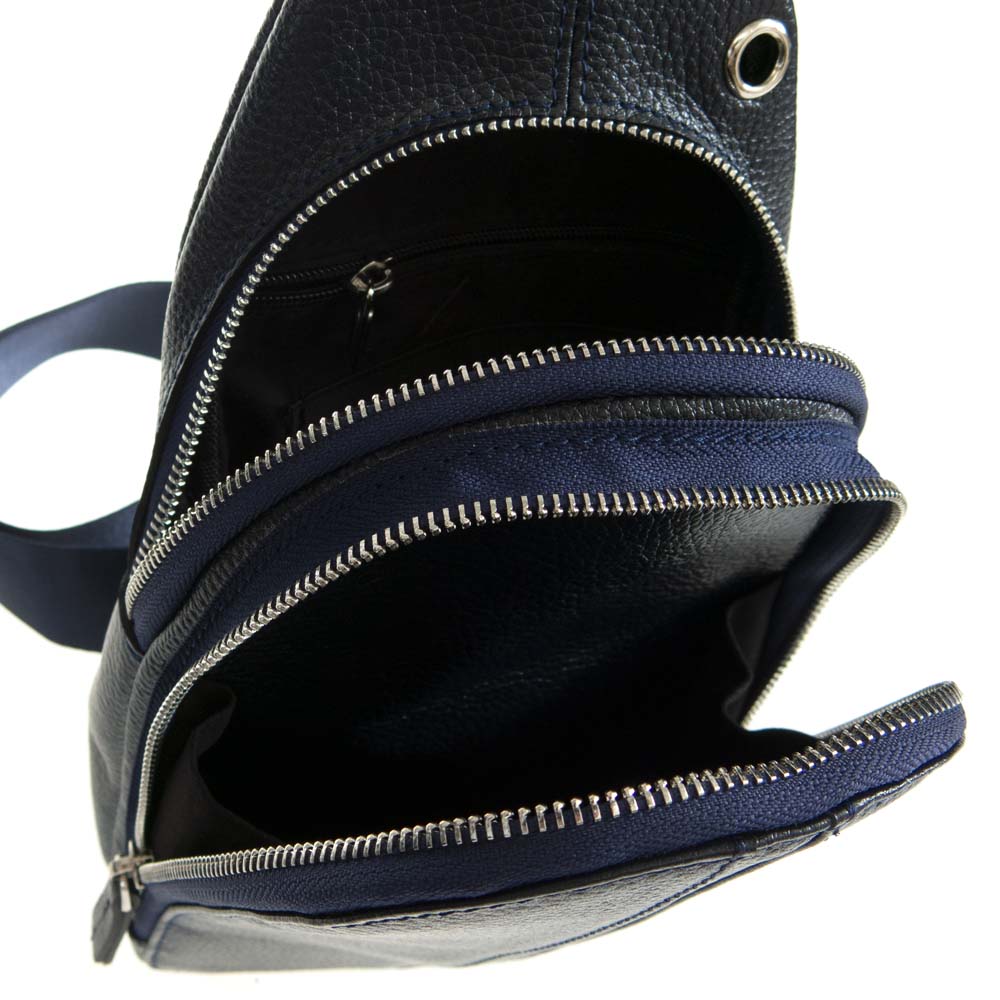 Мъжка чанта през рамо ENZO NORI модел ESATTO естествена кожа син
