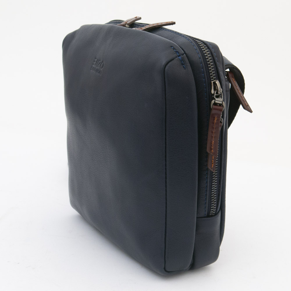 Практична мъжка чанта от висококачествена естествена кожа ENZO NORI модел AMATO цвят тъмно син