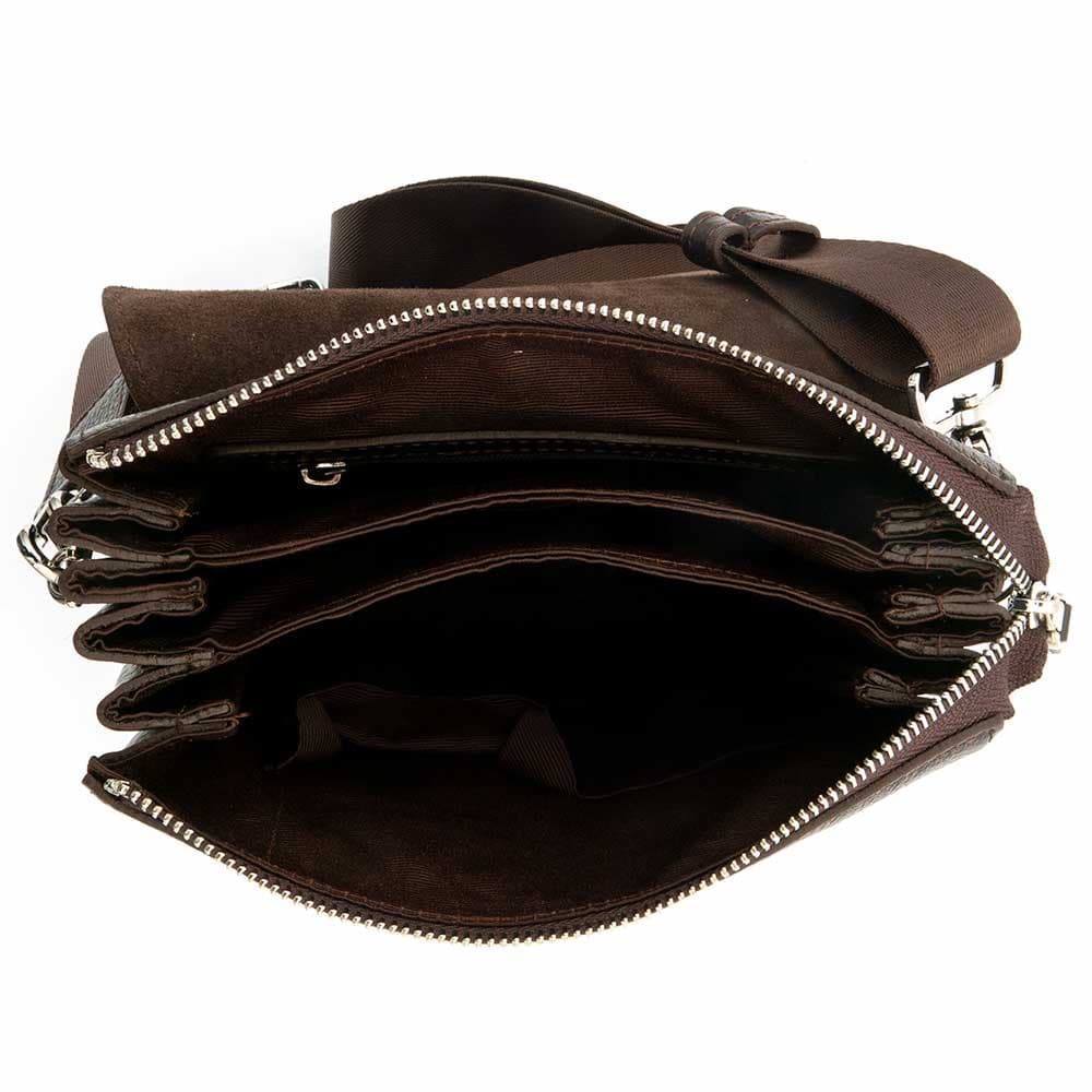 Кожена мъжка чанта за носене през рамо ENZO NORI модел ADELMO цвят кафяв