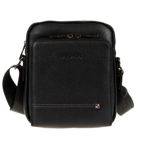 Мъжка чанта през рамо ENZO NORI модел SEW  естествена кожа черен