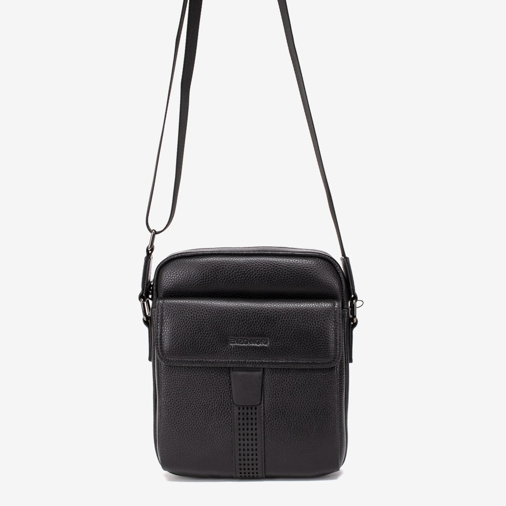 Mъжка чанта през рамо ENZO NORI модел CARLO естествена кожа черен