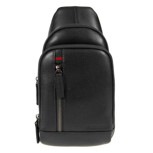 Мъжка чанта през рамо ENZO NORI модел BONO естествена кожа черен