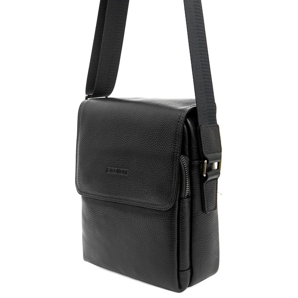 Мъжка чанта през рамо ENZO NORI модел ARMO естествена кожа черен