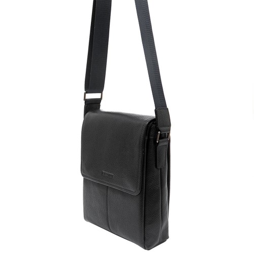Мъжка чанта през рамо ENZO NORI модел SAVIO естествена кожа черен