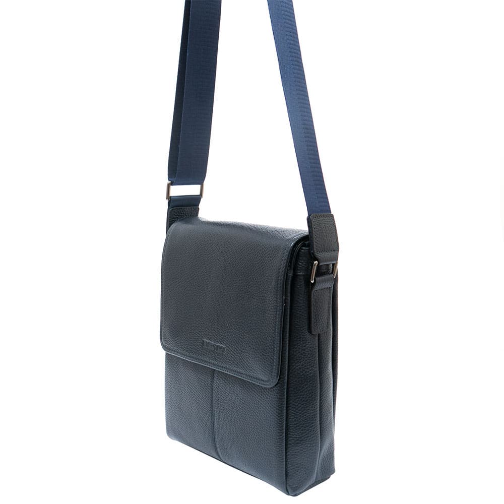 Мъжка чанта през рамо ENZO NORI модел SAVIO естествена кожа тъмно син