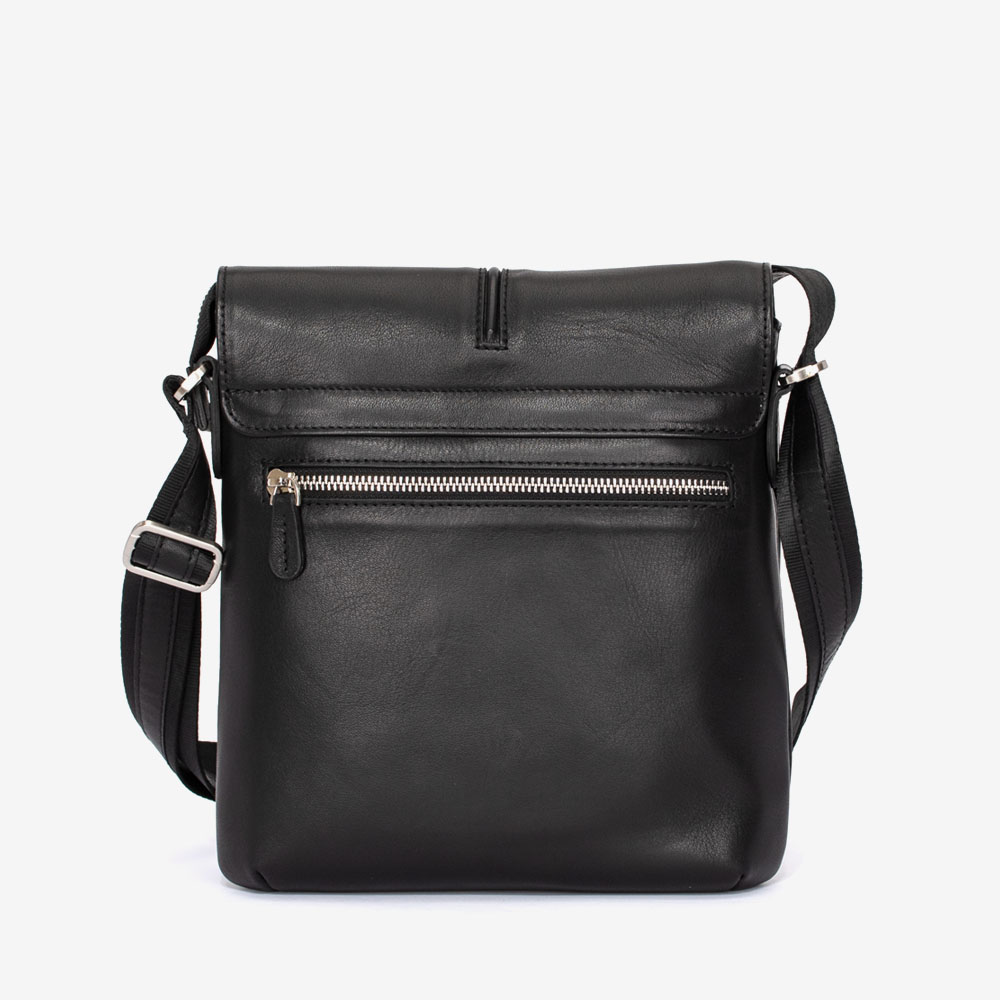 Мъжка чанта през рамо ENZO NORI модел ISAIA естествена кожа черен