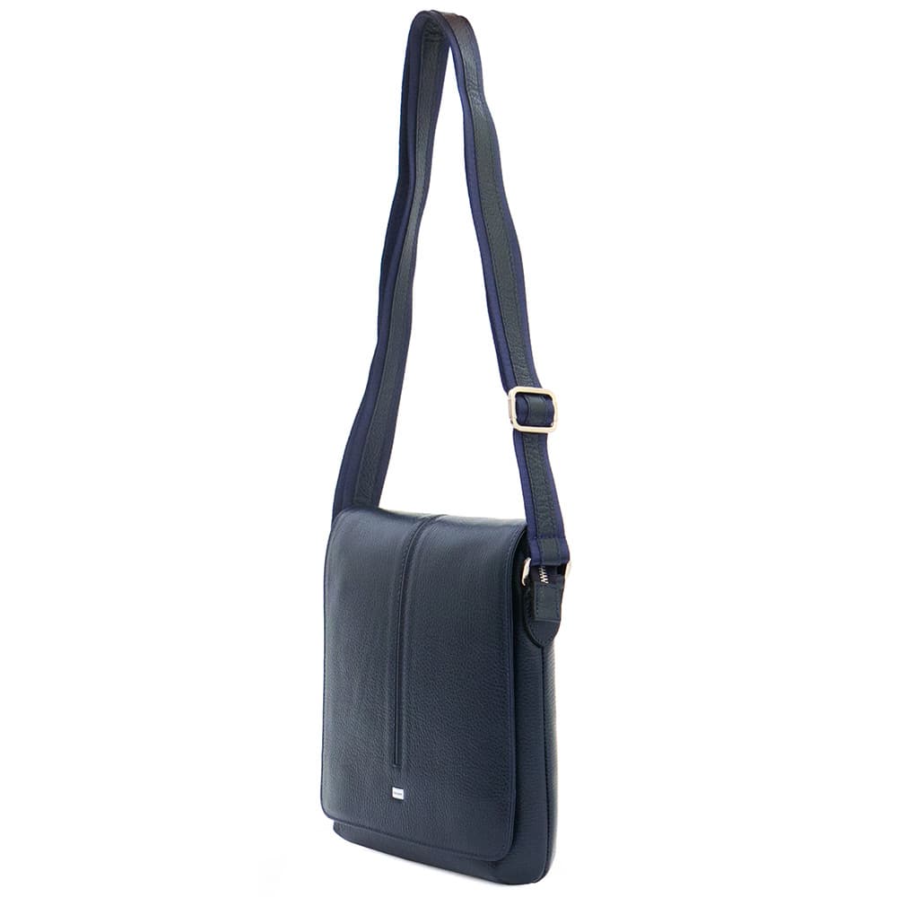 Мъжка чанта през рамо ENZO NORI модел ISAIA естествена кожа тъмно син