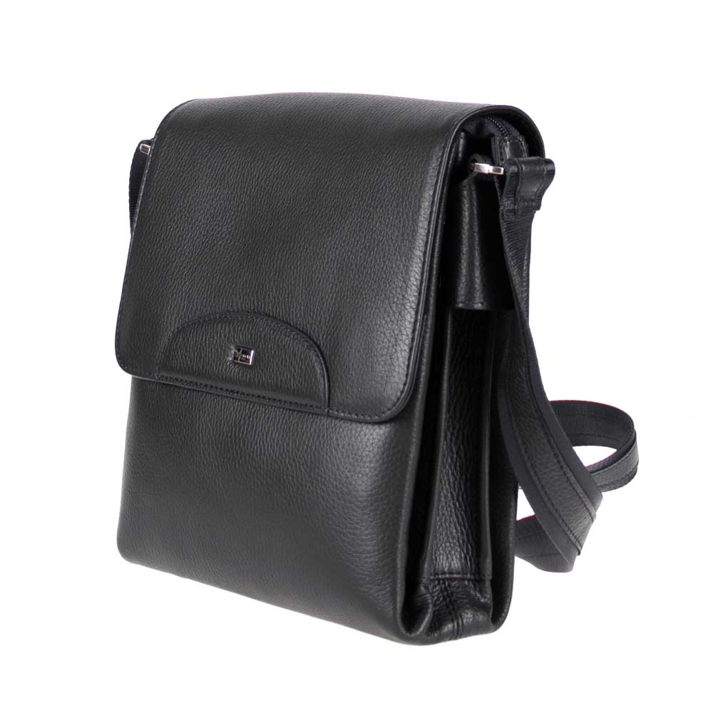 Мъжка чанта през рамо ENZO NORI модел DAVIDE естествена кожа черен