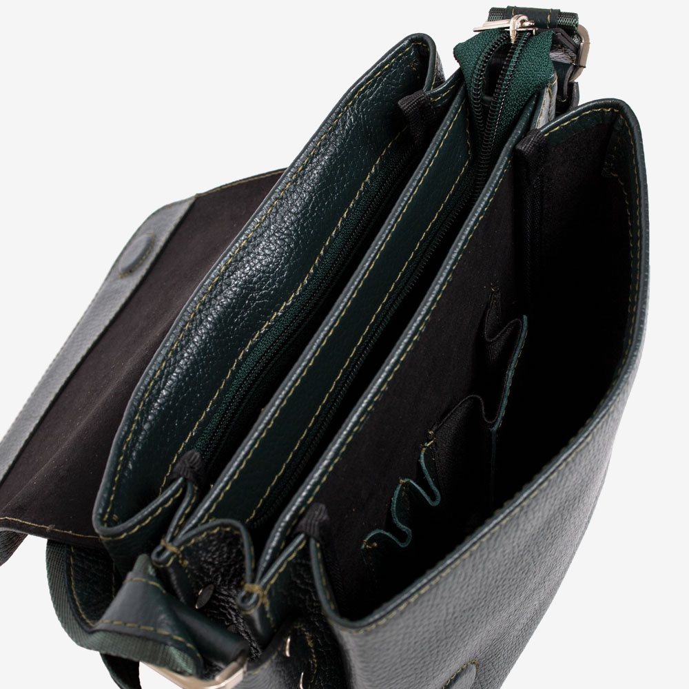 Mъжка чанта през рамо ENZO NORI модел DAVIDE естествена кожа зелен