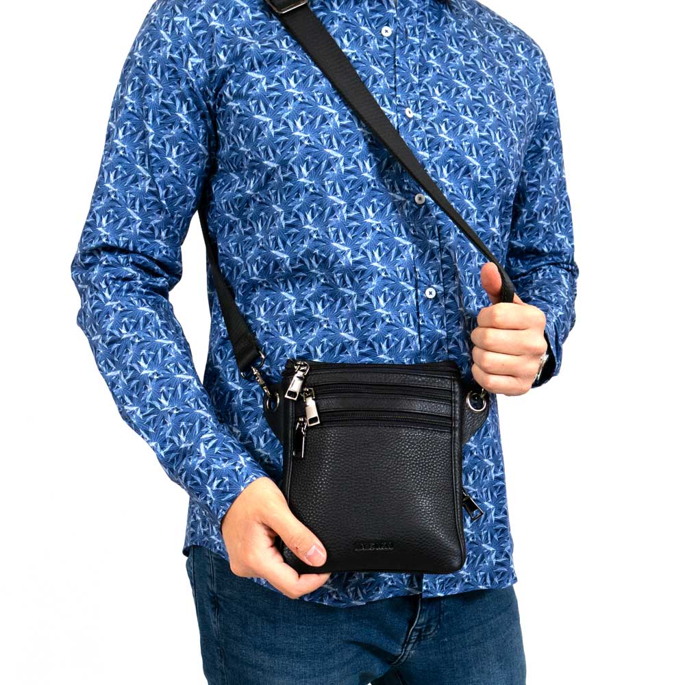 Мъжка чанта през рамо ENZO NORI модел PALERMO естествена кожа черен