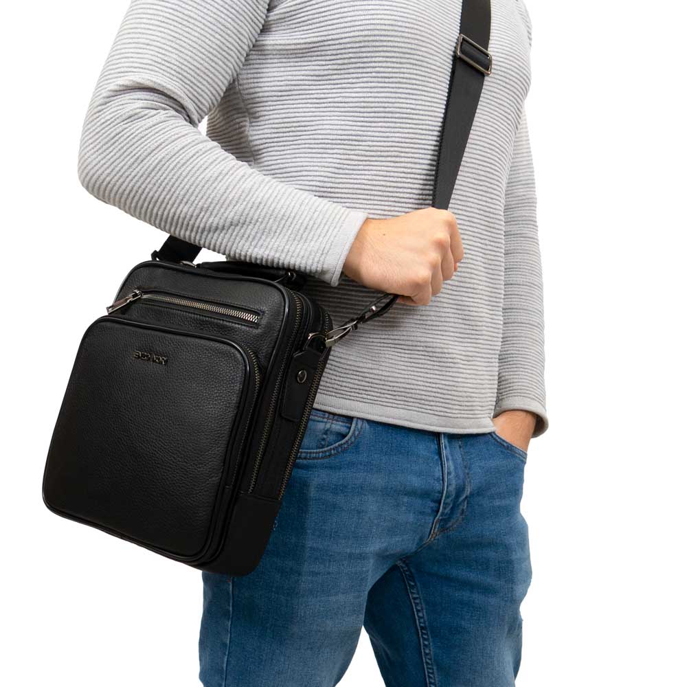 Mъжка чанта ENZO NORI модел FEBRUS естествена кожа черен