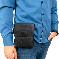 Мъжка чанта за кръст ENZO NORI модел TRENTO-S естествена кожа черен