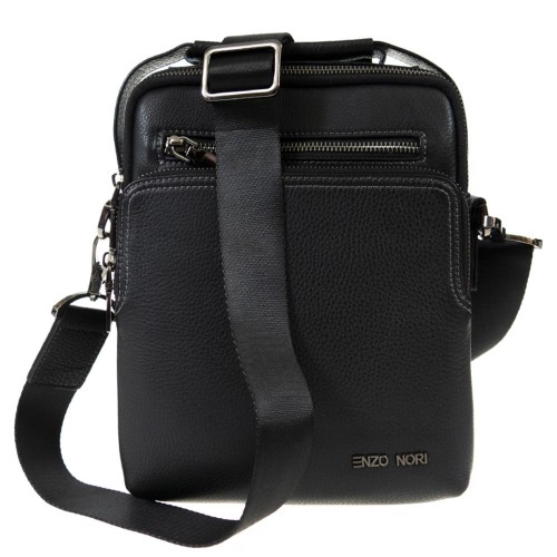 Mъжка чанта през рамо ENZO NORI модел DURAND естествена кожа черен